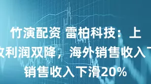 竹演配资 雷柏科技：上半年营收利润双降，海外销售收入下滑20%